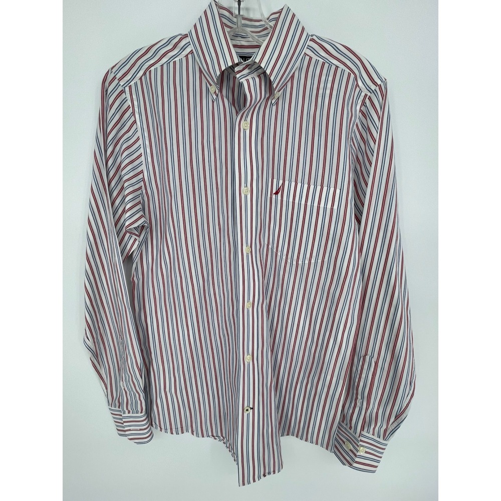 Nautica Mens Slim Fit Wrinkle Resistant Striped‎ Button Down Shirt XS